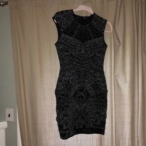 Art Deco Black and Silver short dress
